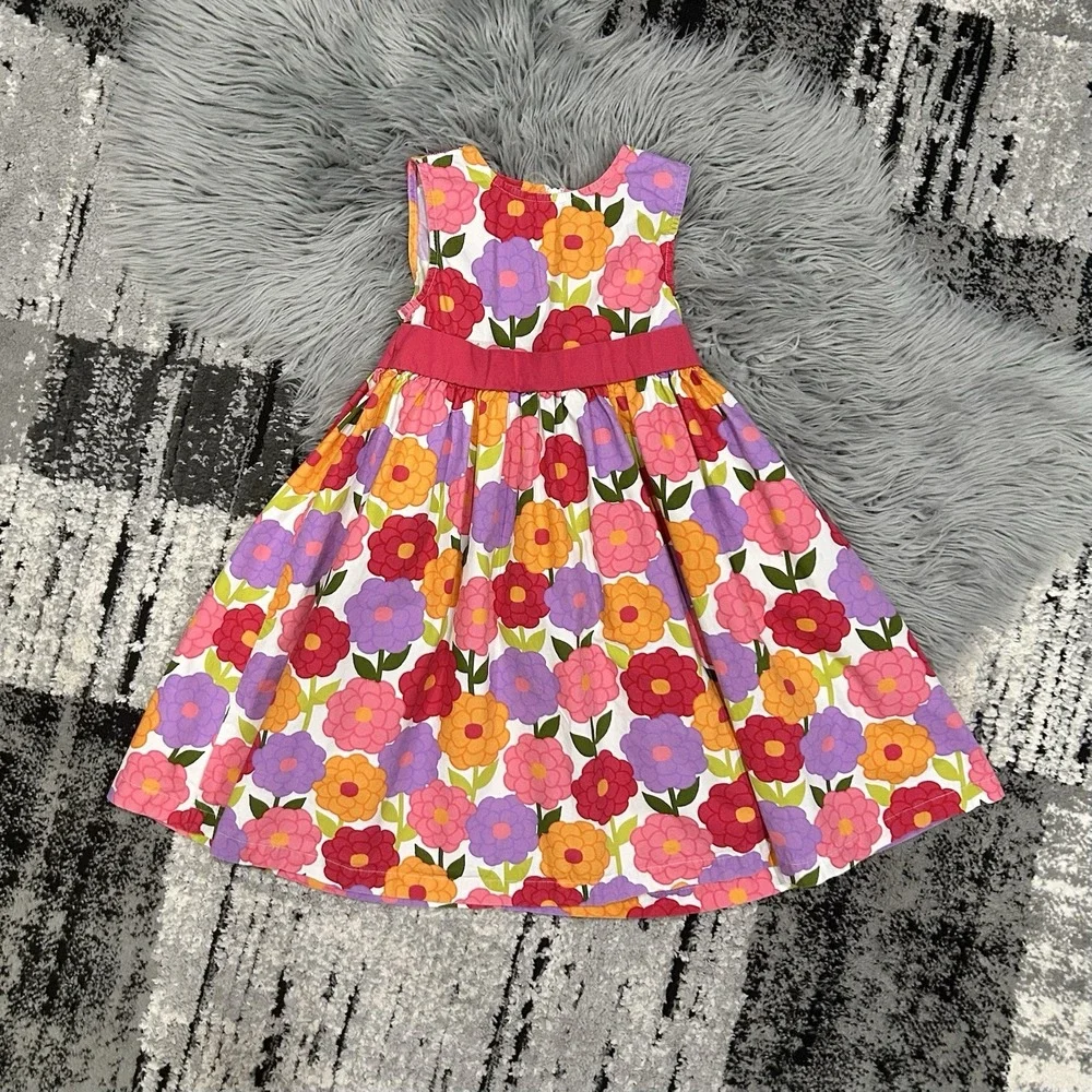 Vintage Gymboree Girl's Pretty Posies Pink Multicolor Floral Cotton Dress Size 7